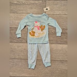 George Blue 2pc 100% Cotton Pajama Set with Snowman and Bear For Toddlers